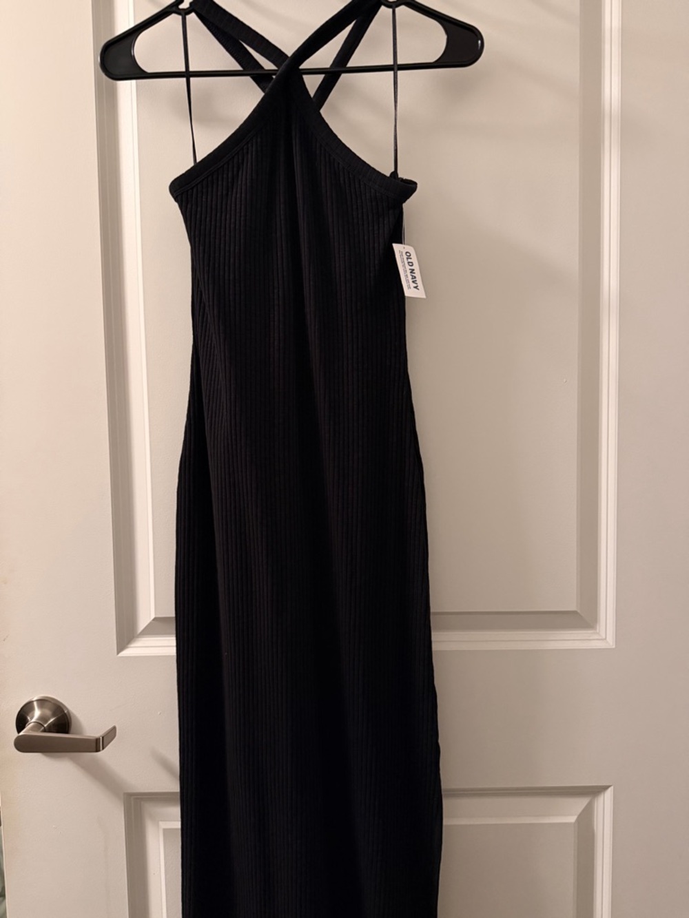 Old Navy Black Ribbed Cross-Back Maxi Dress